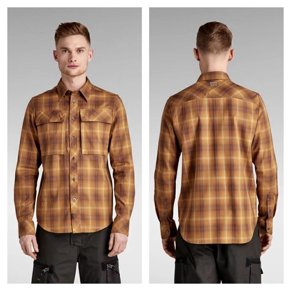 G-Star RAW NWT NAVY SEAL REGULAR SHIRT oxide ocre Carter check Sz M